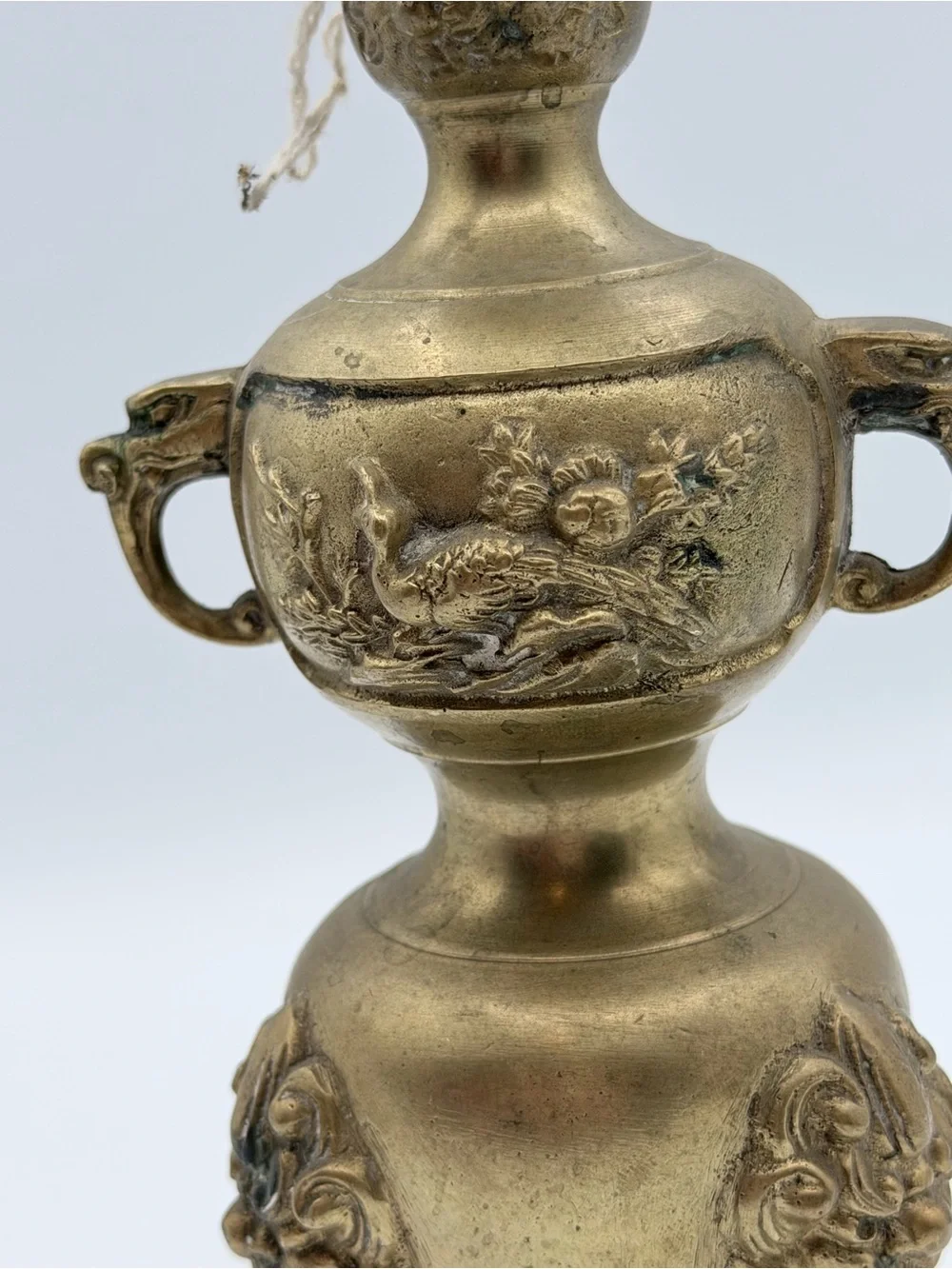 Antique Brass Decorative Candle Holder in Gold Tone
